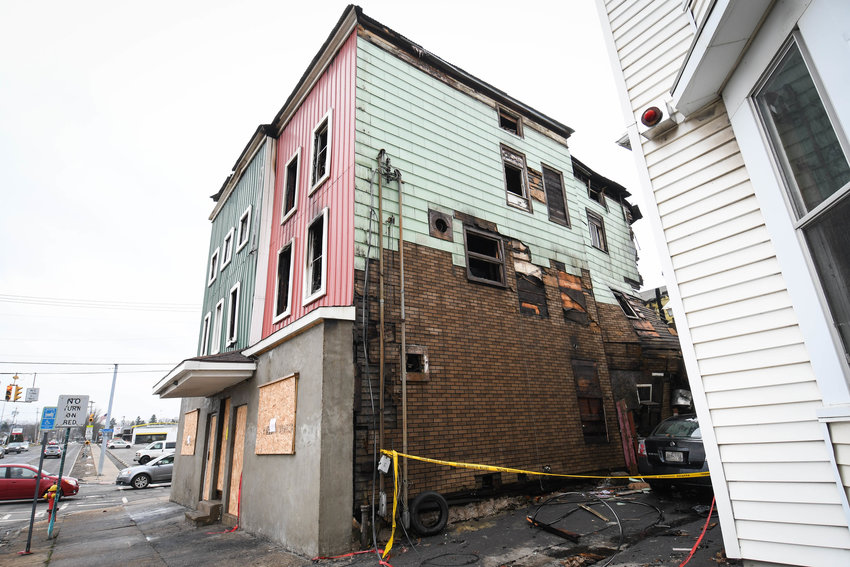 This multi-story building at the corner of South and Mohawk streets in Utica was heavily damaged by an early morning fire at about 1:30 a.m. on New Year&rsquo;s Day.