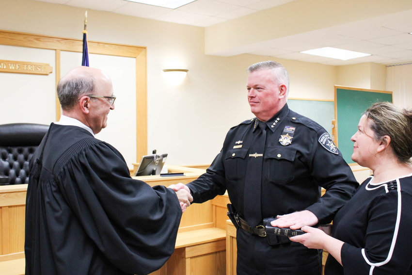 Oneida County Sheriff Robert M. Maciol is sworn into his fourth team as the county&rsquo;s top cop on Friday. Oneida County Surrogate Court Judge Louis P. Gigliotti administered the oath of office, and Maciol was joined by his wife, Tammy, and their three children.