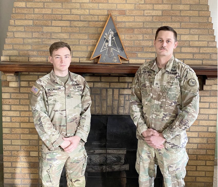 New York Army National Guard Sgt. Klayton McCallum, left, and Sgt. Thomas Mulhern, both medics in the 2nd Battalion, 108th Infantry, will represent the entire Army National Guard during the Army&rsquo;s Command Sgt. Major Jack L. Clark Jr. Army Best Medical Competition at Fort Polk Louisiana from Jan. 23-27. The two are shown at the battalion headquarters at the 1700 Parkway East Armory.