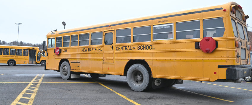 A New Hartford Central School bus waits for students Thursday, Jan. 19 at the high school. Buses will soon have new technology advancements including onboard GPS and paperless route guidance.