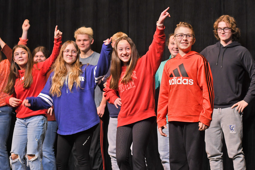 Holland Patent students perform &quot;Morning Exercise Dance&quot; Friday, Feb. 3 in the Clinton Middle School auditorium as part of the Chinese New Year celebration.