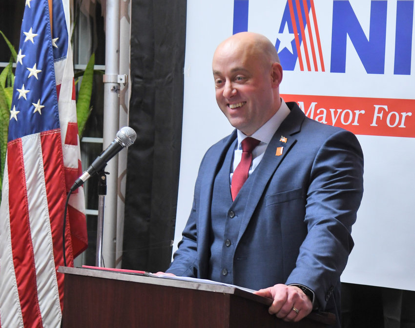 Rome Mayoral candidate Jeffrey M. Lanigan announced his candidacy at the Franklin Hotel on South James Street on Tuesday to a room full of supporters.