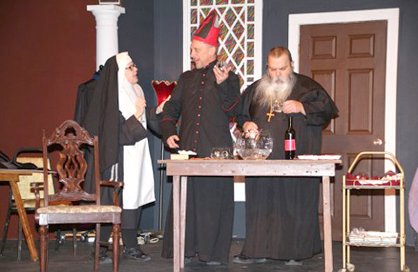 &ldquo;Drinking Habits&rdquo; will be presented by Rome Community Theatre starting Friday, Feb. 10. From left: Janet Hanna as Sister Philmena, Daryn Boulerice as Paul and Mark Hanna as Father Chenille.