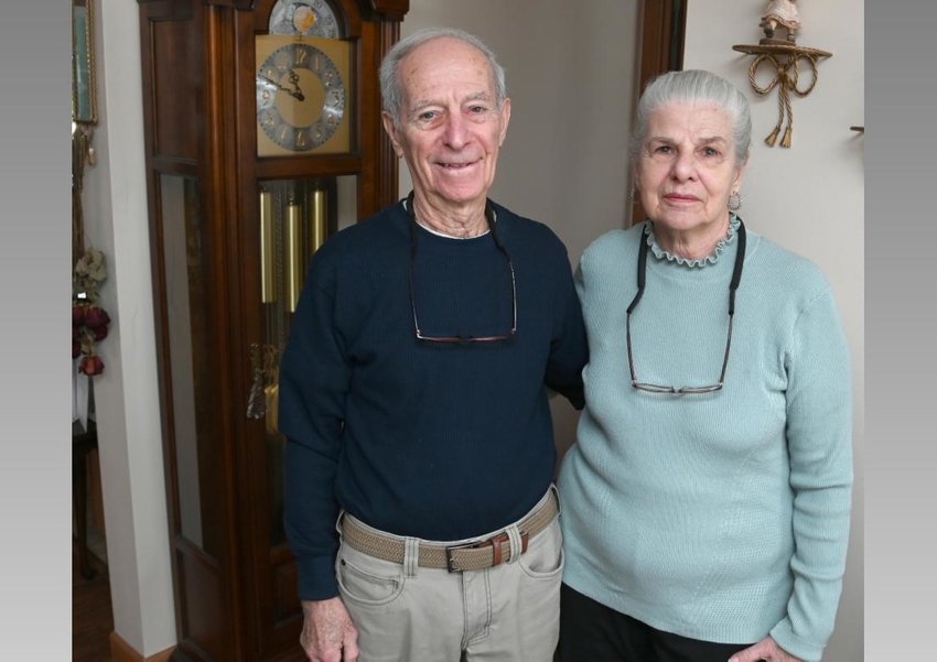 Valentines Day couple Santo and Sandy Panicca are shown in their home in New Hartford recently. The couple has been happily married for 60 years.