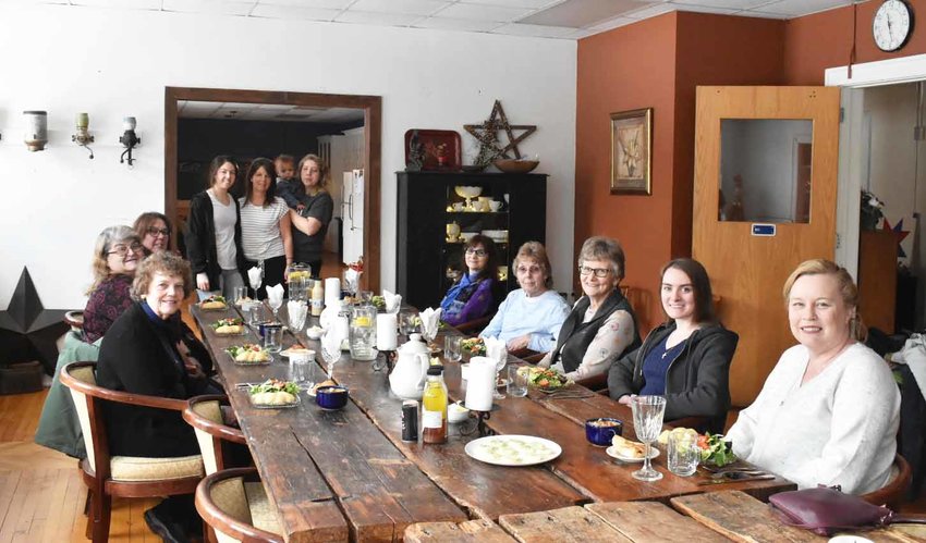 A group of Boonville Herald staff, past and present, recently enjoyed a tour and luncheon at the Restoration House in Constableville. They are in the large dining room, located upstairs, where there&rsquo;s also a large kitchen, additional bedrooms, laundry room, etc., as well as a hallway filled with beautiful furniture. Standing are the hosts, from left: Alezi Zehr, Leticia &ldquo;Tish&rdquo; Zehr, and Courtney (Zehr) Lubula holding her son Joshua. Seated, at left, front to back are Jane Sanford, Cindy Pritchard and Dawn Pfendler. Seated at right, front to back, Eileen Pierson, business manager for the Boonville Herald/Daily Sentinel; Dina Olmstead, staff writer; Jeannie Wiedmer, Arleen Walston, and Sandra Hrim, Boonville Herald editor. Missing from photo is photographer Nichole Moore.