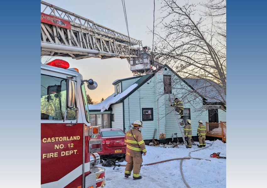 Volunteers from Castorland in Lewis County doused a chimney fire and successfully keep the flames from spreading to the rest of the home early Monday morning.