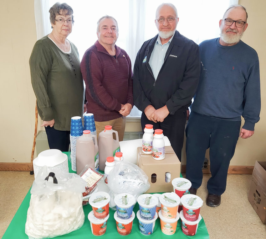 A pair of guest speakers shared their insights with members of the Oriska Valley Seniors at a recent meeting held at the Oriskany Falls American Legion. From left: Noreen Henty, left, Brian Bogan, Jonas Stoltzfus, and Howard Hent.
