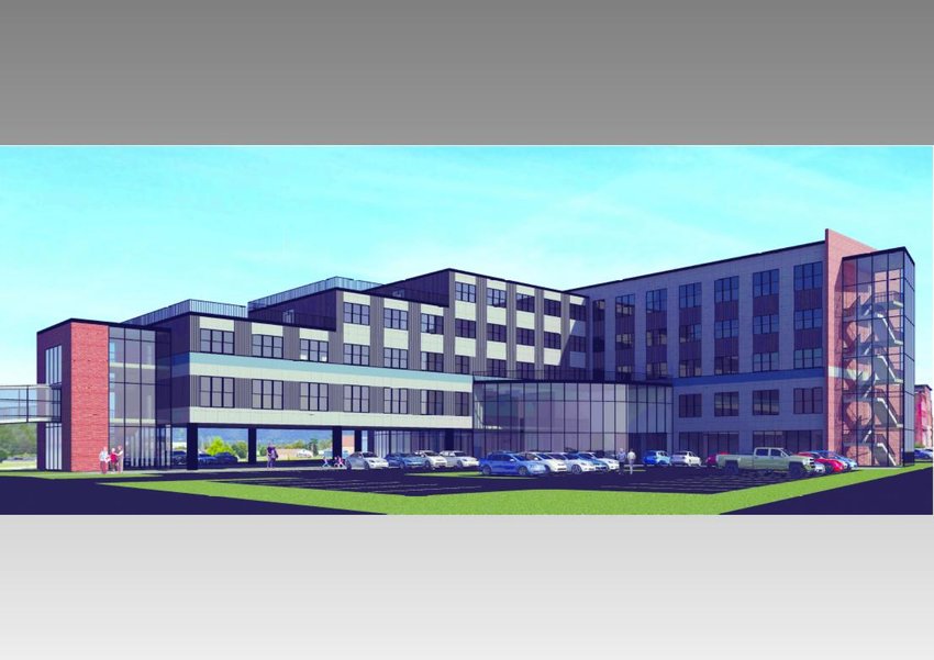 An illustration of the planned mixed-use building that will go up in Utica&rsquo;s Bagg&rsquo;s Square.