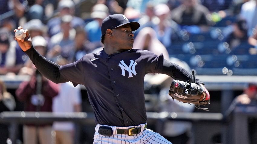 New York Yankees pitcher Luis Severino delivers to the Detroit Tigers during the first inning of a spring training game on Tuesday in Tampa, Fla.