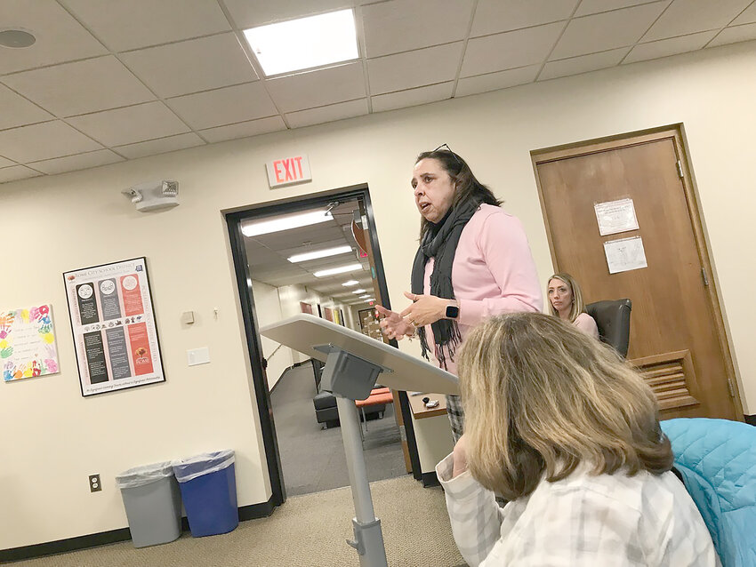 Jacqueline Nelson, president at NAACP Rome New York, addresses the Rome City School District Board of Education and its audience Monday, March 27, at the board&rsquo;s regular meeting.