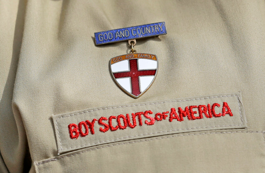 A close up of a Boy Scout uniform is photographed on Feb. 4, 2013, in Irving, Texas.