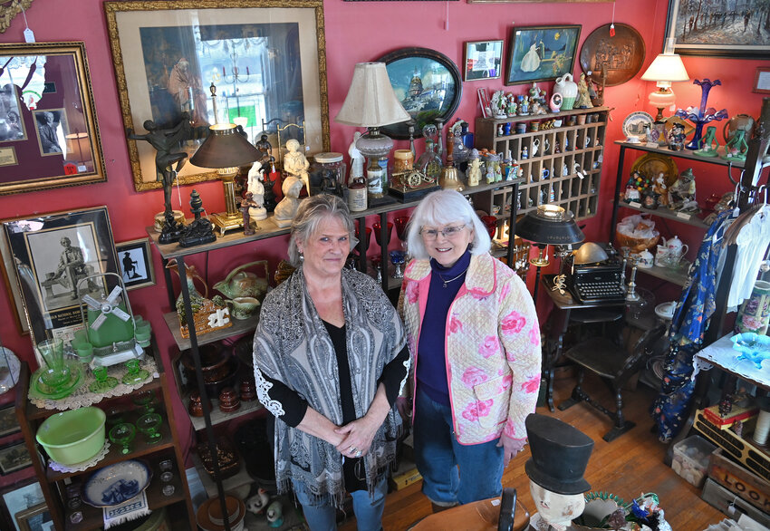 Victorian Rose new dealer Lindy Eschmann, left, and store owner Lynn Harvey pose Friday, March 10 in the shop in Bouckville. Victorian Rose and many other shops are preparing for their annual Spring Shop Hop coming up March 31 through April 2.