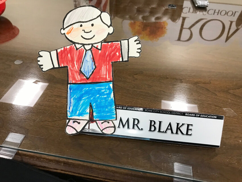 This colored cutout of Flat Stanley made by Rome City School District elementary school students made a guest appearance at Monday&rsquo;s Board of Education meeting.