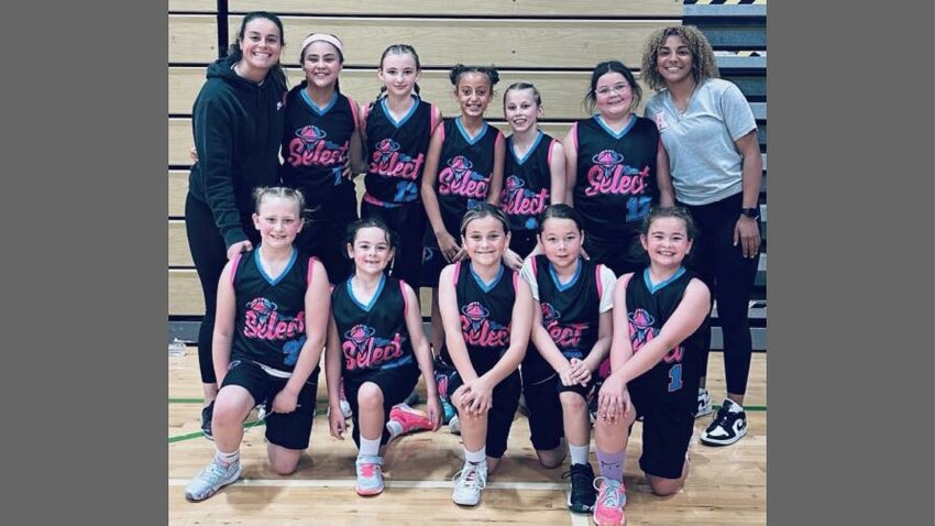 SALT CITY SHOOTOUT CHAMPS &mdash; The Rome Select fourth grade AAU girls basketball team won the Salt City Shootout last weekend in their last tournament of the season that was held in Syracuse. Backrow from left are coach Nikki Jo Vescio, Giana Lucas, Anja Dunn, Olyvia Emery, Shaylee Panych, Victoria Parra and coach Amya McLeod. Front row from left are Sophia Passalacqua, Mia Vescio, Sydney Relf, Madeline Rutherford and Danielle Medicis.