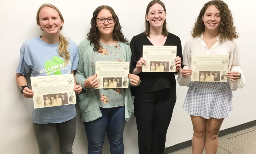 Herkimer Central School seniors, from left, Melia Couchman, Julia Dorantes, Lilliana Langdon and Izabella Vredenburg recently received Elizabeth Ann and Mabel Bond O&rsquo;Donnell Memorial Scholarships.