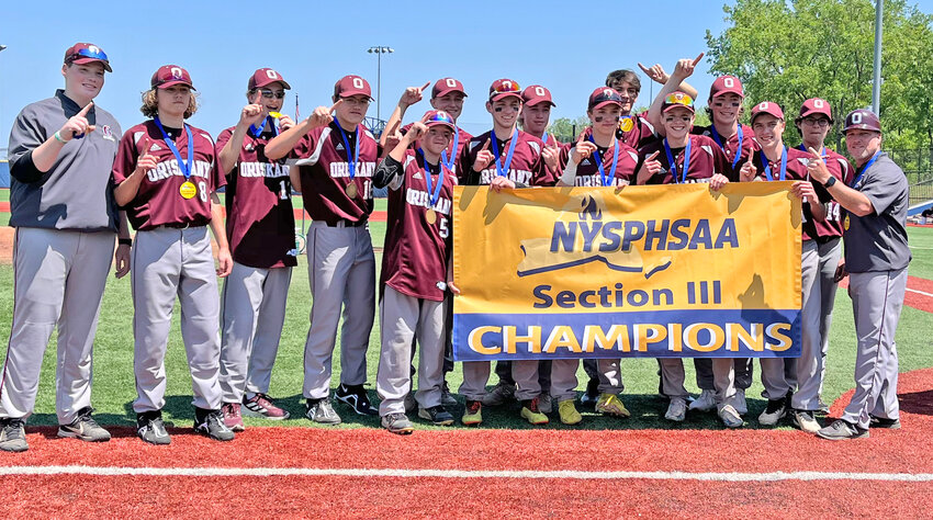 The Oriskany baseball team won the Section III Class D title Monday with a 1-0 win over Belleville-Henderson at Onondaga Community College. Starter Anthony Kernan earned the win and closer Eddie Wright retired all three batters he faced in the bottom of the seventh for the save. The lone run was scored on a fourth inning single by Jack Tamburino that scored Karsten Bates. It was Oriskany&rsquo;s first title since 2018.