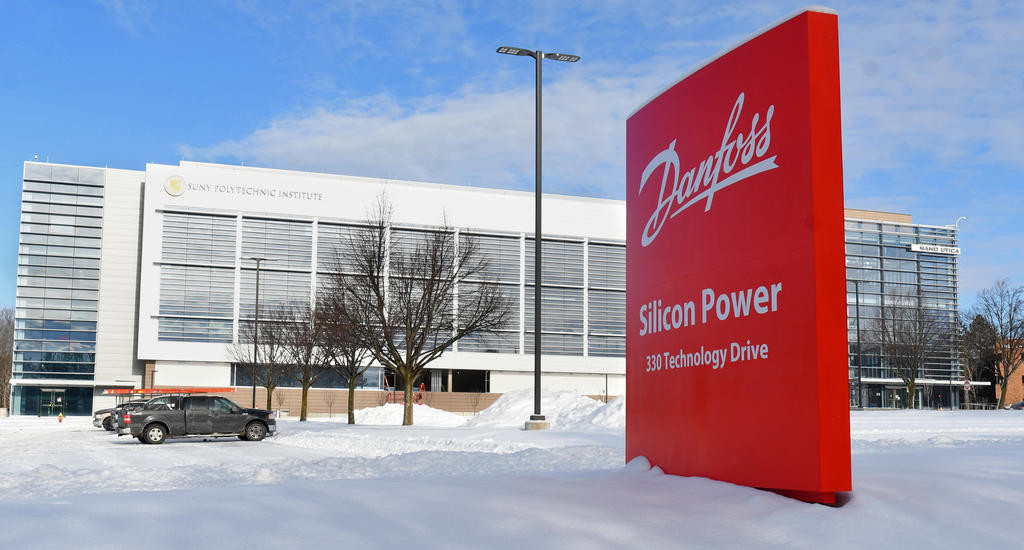 COMING SOON — Danfoss Silicon Power’s new sign at the SUNY Polytechnic Institute campus.
 (Sentinel photo by John Clifford)