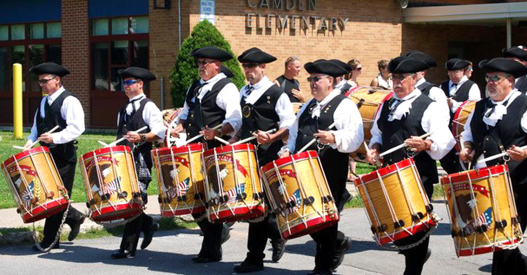 YANKEE DOODLE — Members of the historic Camden Continentals Fife and Drum Corps march down the road near Camden Elementary School during a recent parade.
(Photos submitted)
