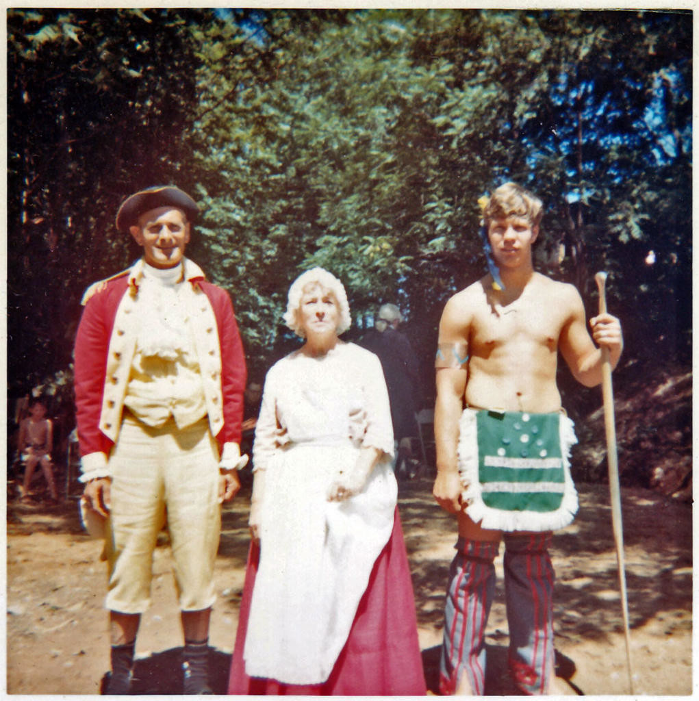 THREE ACTORS —  Playing the parts of Revolutionary War-era characters, three actors pose for a photo, in a 1966 play staged in the Kent Amphitheater.