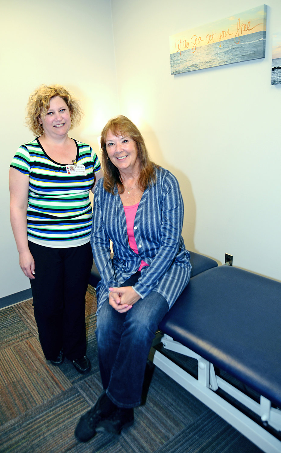 LIFE CHANGING THERAPY — Valerie Destito, right, was living with constant fibromyalgia pain. Since beginning craniosacral therapy with Trista Richardson, MS, OTR, L, (left) Destito says her chronic pain is in control.