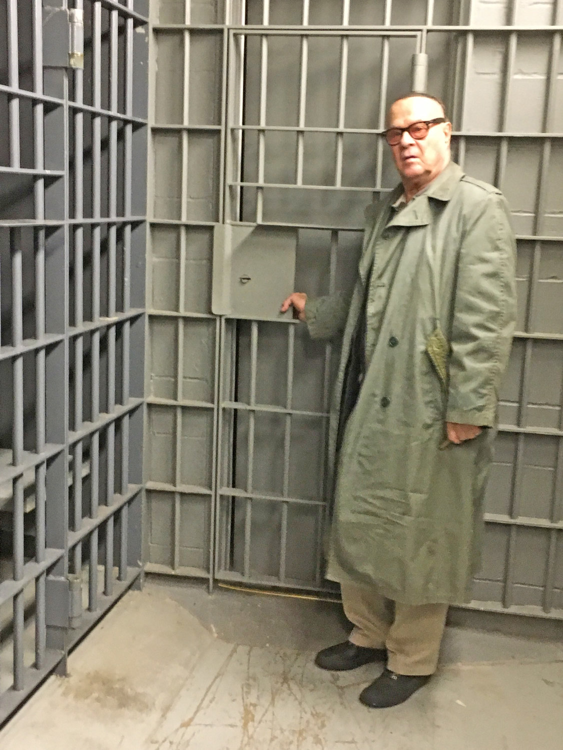 BEHIND THE SCENES — Los Angeles actor/director/producer Peter-Henry Schroeder, native of Rome, stands inside one of the former Oneida City Jail cells, which will act as the setting for his film, “Ruth Ellis,” that is being shot locally.