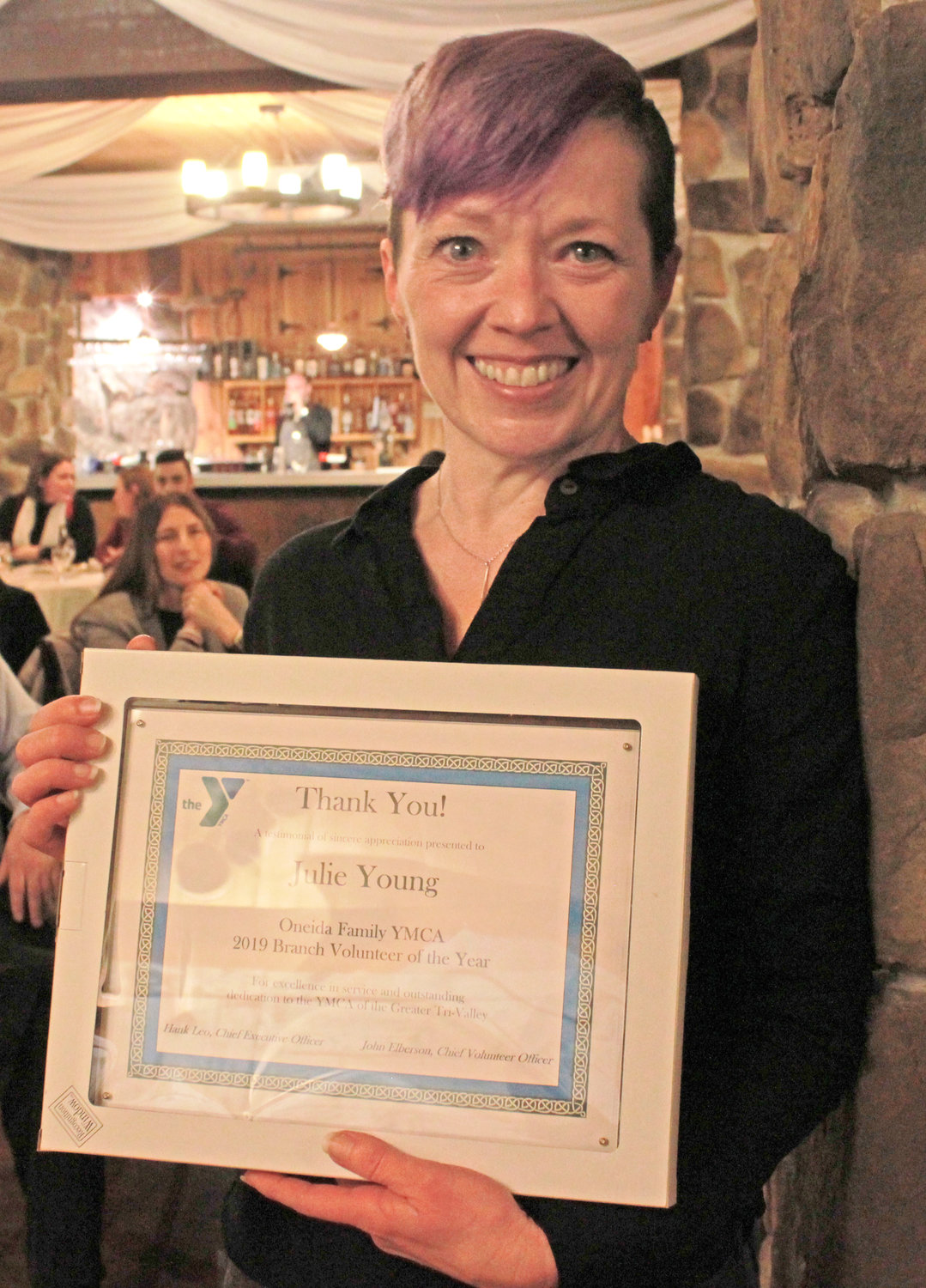 ONEIDA VOLUNTEER — Julie Young was awarded the Oneida Volunteer of the Year at the annual YMCA 2020 Recognition Program on Wednesday.