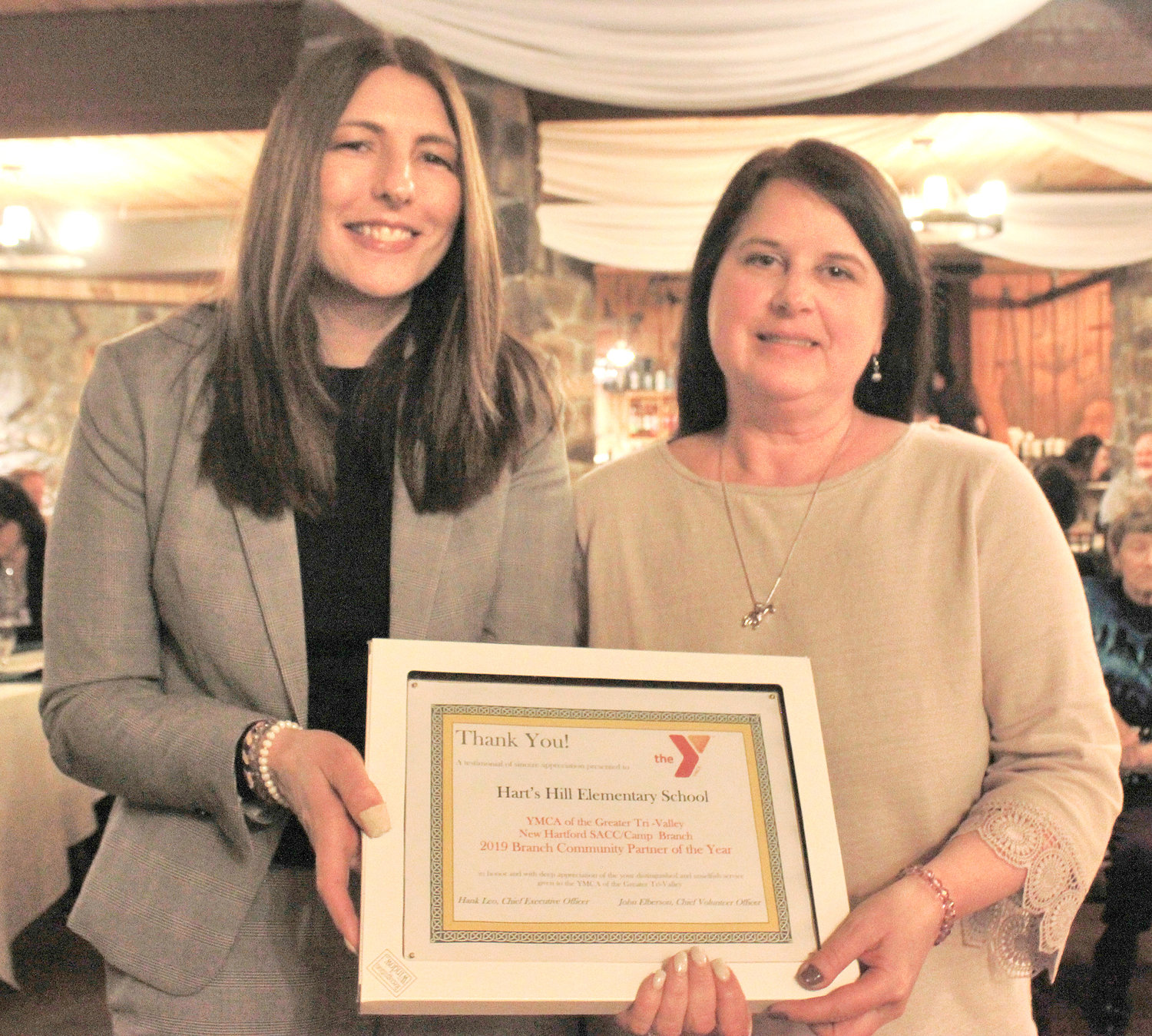 NEW HARTFORD PARTNER — Hart's Hill Elementary was awarded the New Hartford Community Partner of the Year at the annual YMCA 2020 Recognition Program on Wednesday.