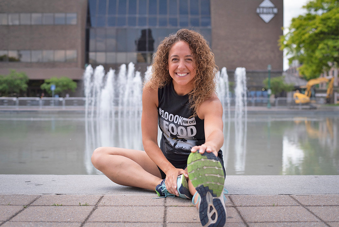 STRETCHING IT OUT — Rome native Amber Howland is running more than 620 miles in 108 days during the OneNY 1000K virtual challenge to raise money and awareness for the Food Bank of CNY and support local business.