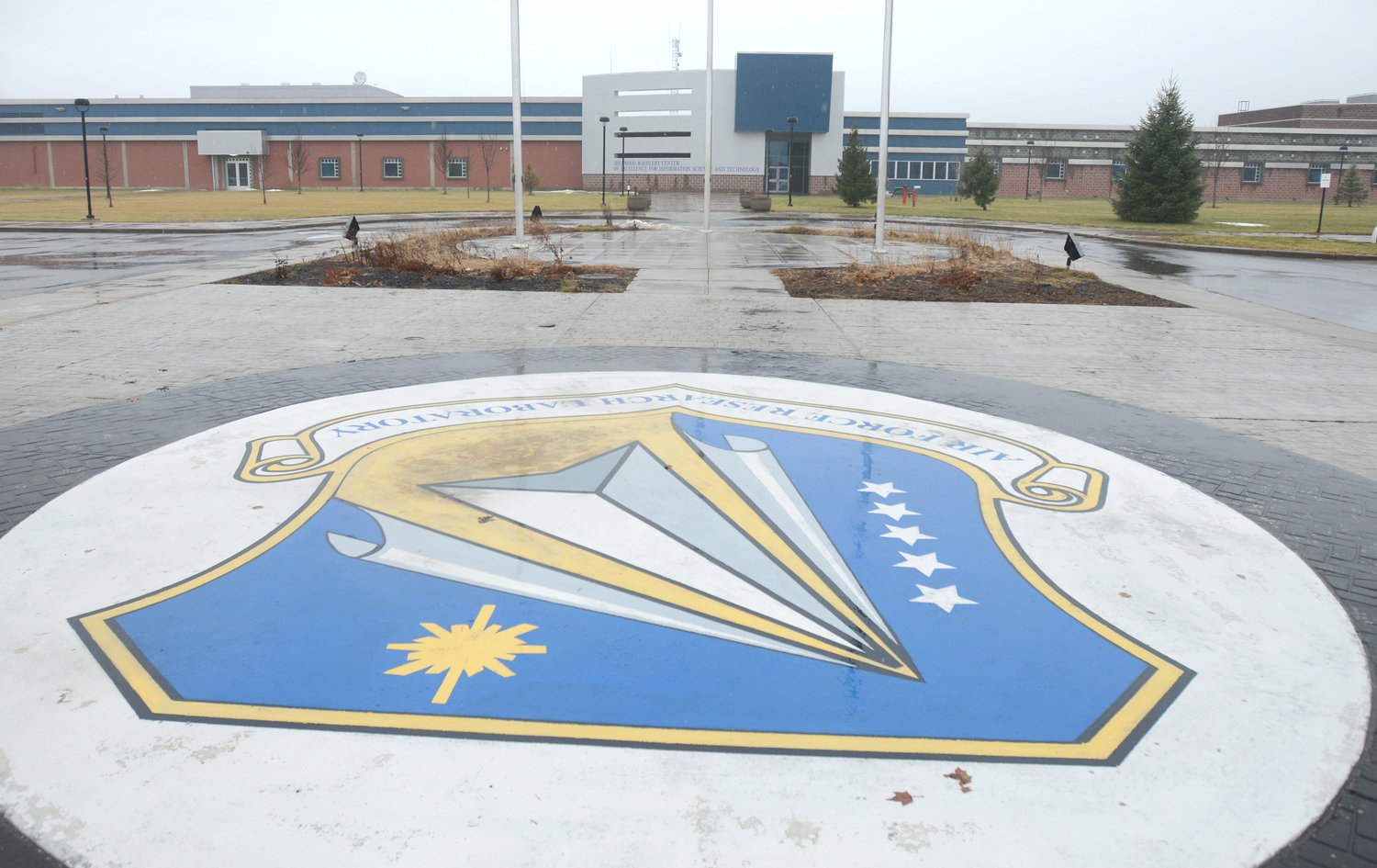 NEW PERIMETER — Construction could begin this week on a new perimeter security system at the Air Force Research Laboratory’s Rome facility at Griffiss park, whose entrance is shown here, in this file photo.