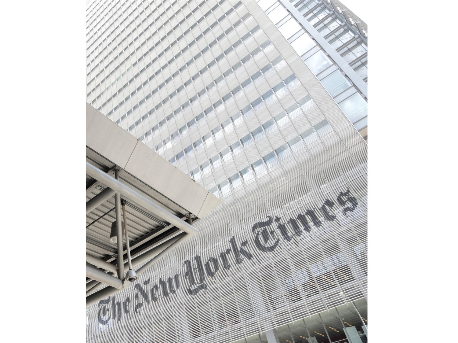 This June 22, 2019 file photo shows the exterior of the New York Times building in New York. The New York Times says it was wrong to trust the story of a Canadian man whose claims of witnessing and participating in atrocities as a member of the Islamic State was a central part of its award-winning 2018 podcast "Caliphate." The 12-part series had won a Peabody Award and was a Pulitzer Prize finalist.