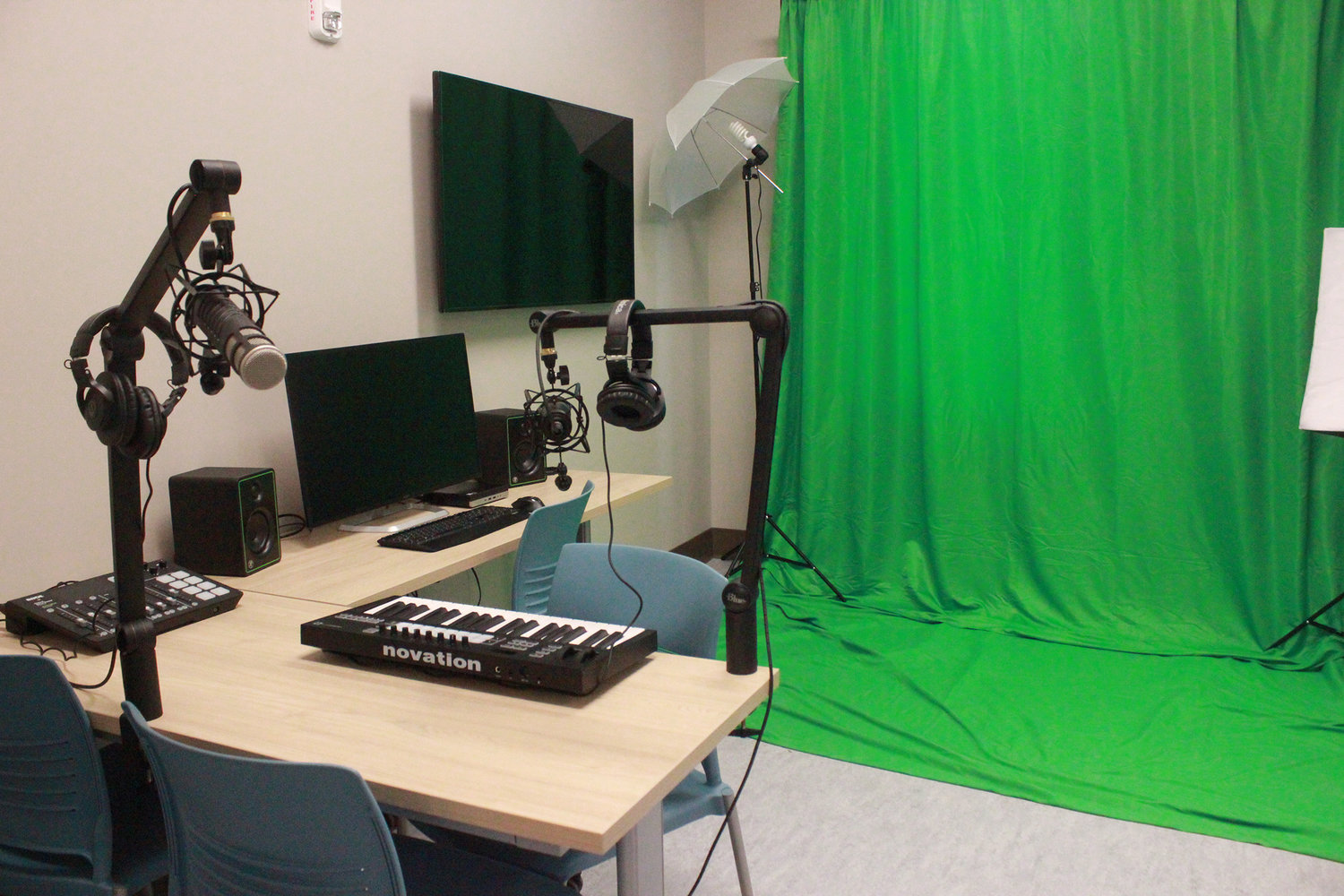 LIGHTS, CAMERA, ACTION — The Oneida Public Library’s new facility features a recording studio, ready for patrons looking to take a prom or passport photo, record a podcast, or jam on their instruments with all the tools needed to do so.