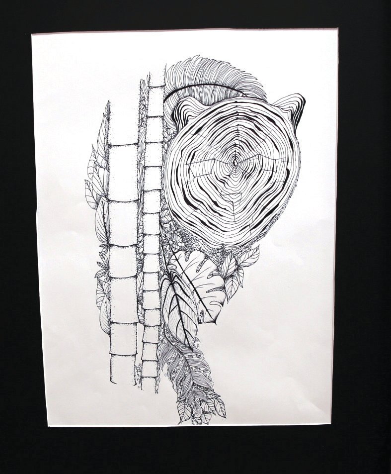 Ellie Pomales – Grade 12 "Bountiful Tiger" Pen & Ink