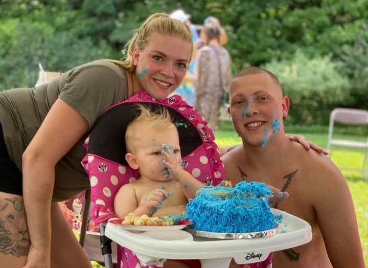 CELEBRATIONS — Courtney Sanborn and Tyler McBain celebrate their son Maverick’s birthday with cake and treats. Friends and family of McBain, who was killed in August 2020, invite the public to a community event to raise awareness of gun violence and drug addiction.