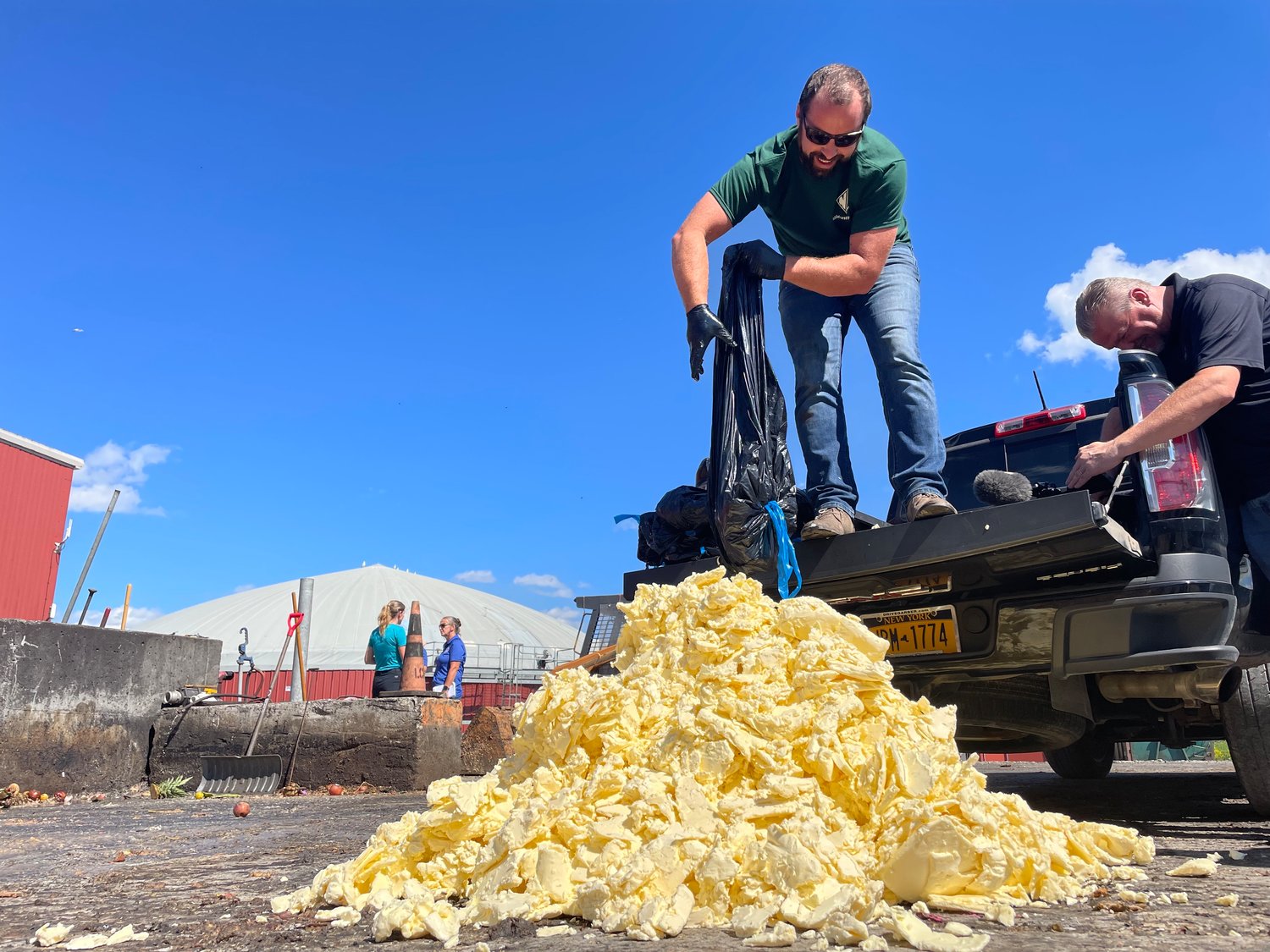 READY TO RECYCLE — The buttery remains of this year’s State Fair butter sculpture are processed for a biodigester which will turn the former attraction into energy. The sculpture will produce enough energy to run a home for about three days.