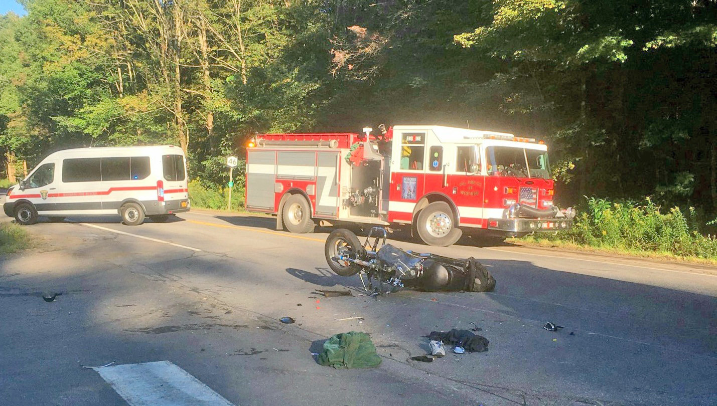ONE DEAD IN CYCLE CRASH — A Rome man was killed when his Suzuki motorcycle crashed into the back of an SUV on Route 46 in the Town of Western Thursday afternoon, according to state police.