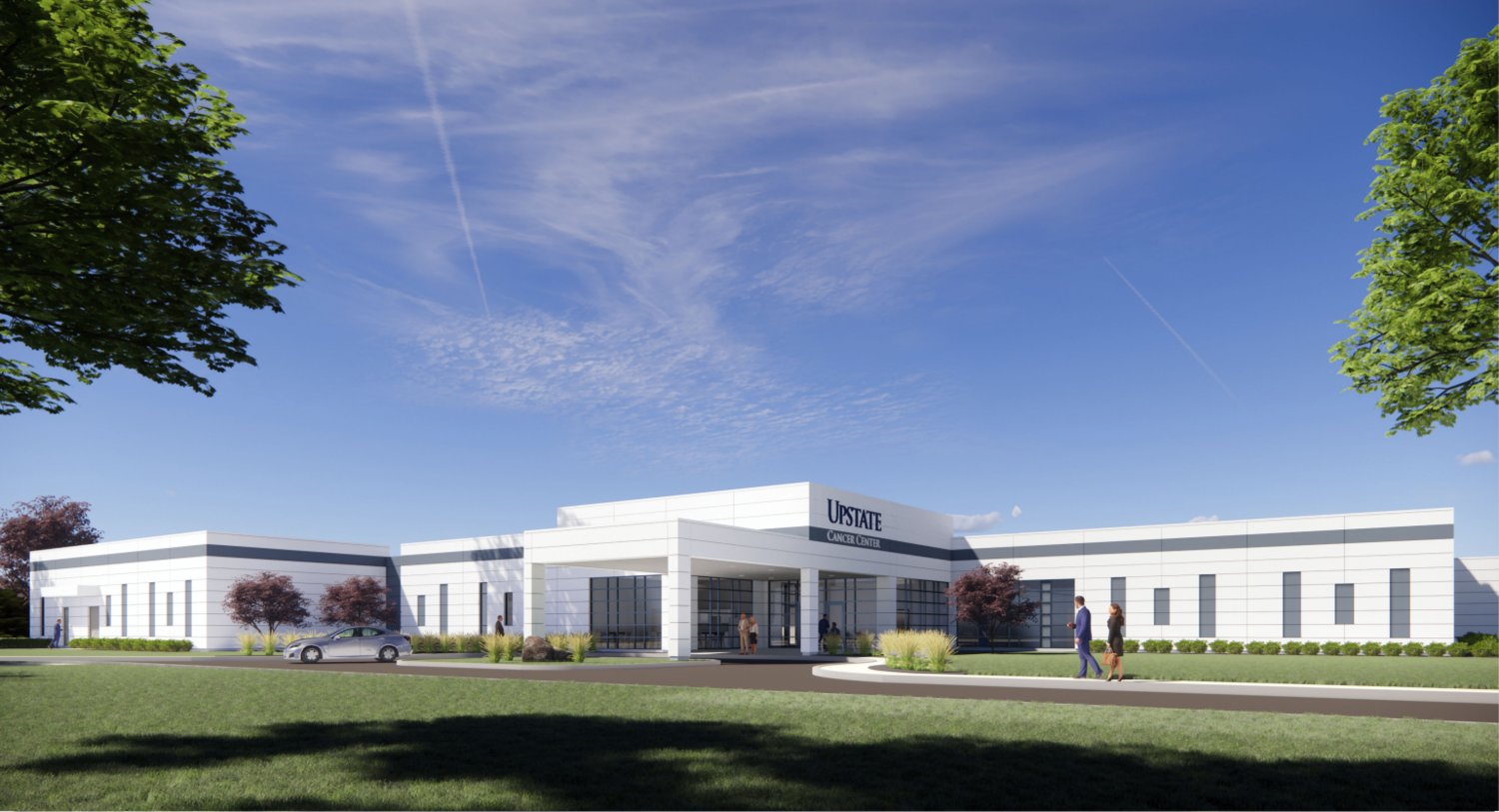WHAT IT WILL LOOK LIKE — Here is an artist’s rendering of what the new Upstate Cancer Center, off of Route 365 in Verona, will look like when the 30,000-square foot facility is complete. Officials say it is expected to open in early 2023.