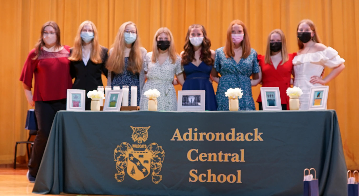 OFFICERS — The members of the 2021-2022 Adirondack Central School National Honor Society officers include, from left: McKenna VanDreason, Kenzie Karpinski, Isabella Miller, Rachel Bellinger, Kaliee Underwood, Kaitlin Gallo, Zoey Pruckno, and Sarah Wiedmer.