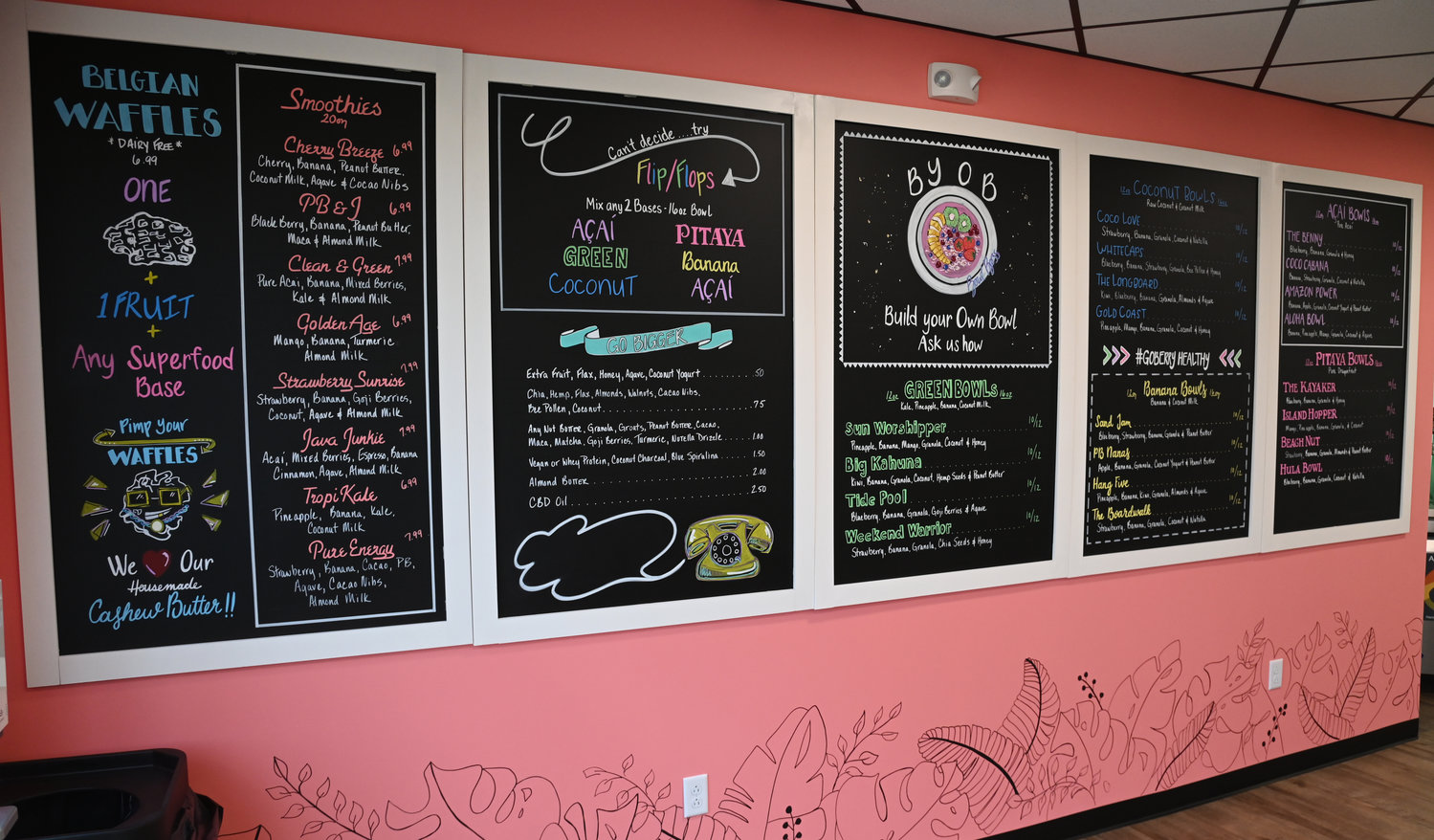ON THE MENU — The Bowl Boss, 86 Hangar Road, features an array of items from smoothies to waffles to specialty bowls as well as a "Build Your Own Bowl" option.