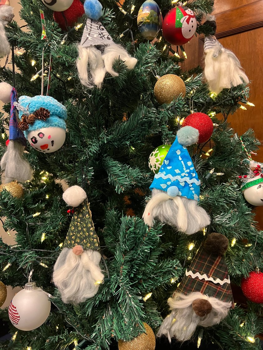 ON DISPLAY — Pictured are some of the Christmas ornaments made by fifth graders in Clinton.