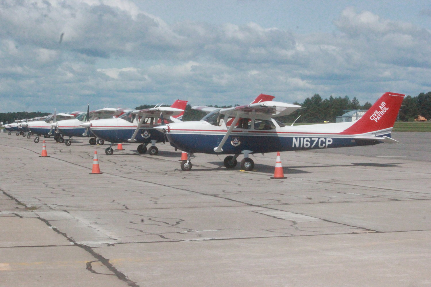 READY TO GO — Aircraft and crew from all nine of New York’s wings sit on the tarmac after arriving at the Griffiss International Airport for a large-scale disaster  relief training exercise in August in this Daily Sentinel file photo.