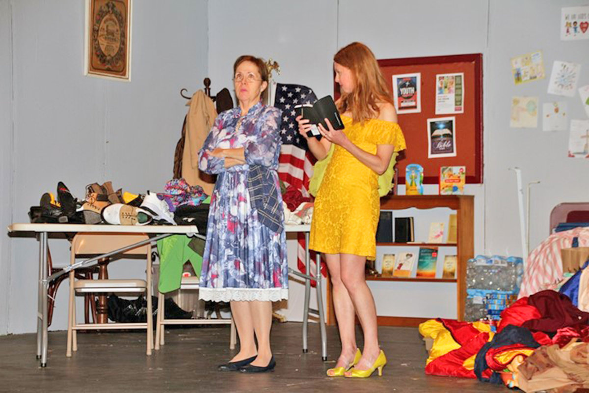MORE THAN MEETS THE EYE — Janet Hanna, in the role of Bea Littleton, and Melissa Brass Maggio, as Janet Murchison, act out a scene in the Rome Community Theater’s production of "The Charitable Sisterhood of the Second Trinity Victory Church." Final performances of the show will be held tonight and Saturday at 7:30 p.m. and a matinee on Sunday at 2:30 p.m.