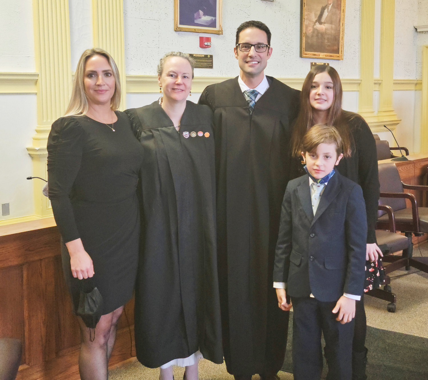 NEW JUDGE — Jason Flemma was sworn in as the newest Oneida County Family Court Judge on Wednesday in the Ceremonial Courtroom at the Oneida County Courthouse in Utica. Due to COVID-19 restrictions, the swearing in attendance was limited. Present were Flemma's wife Alana, daughter Isadora and son Sebastian. Oneida County Family Court Judge Julia M. Brouillette, officiated.
