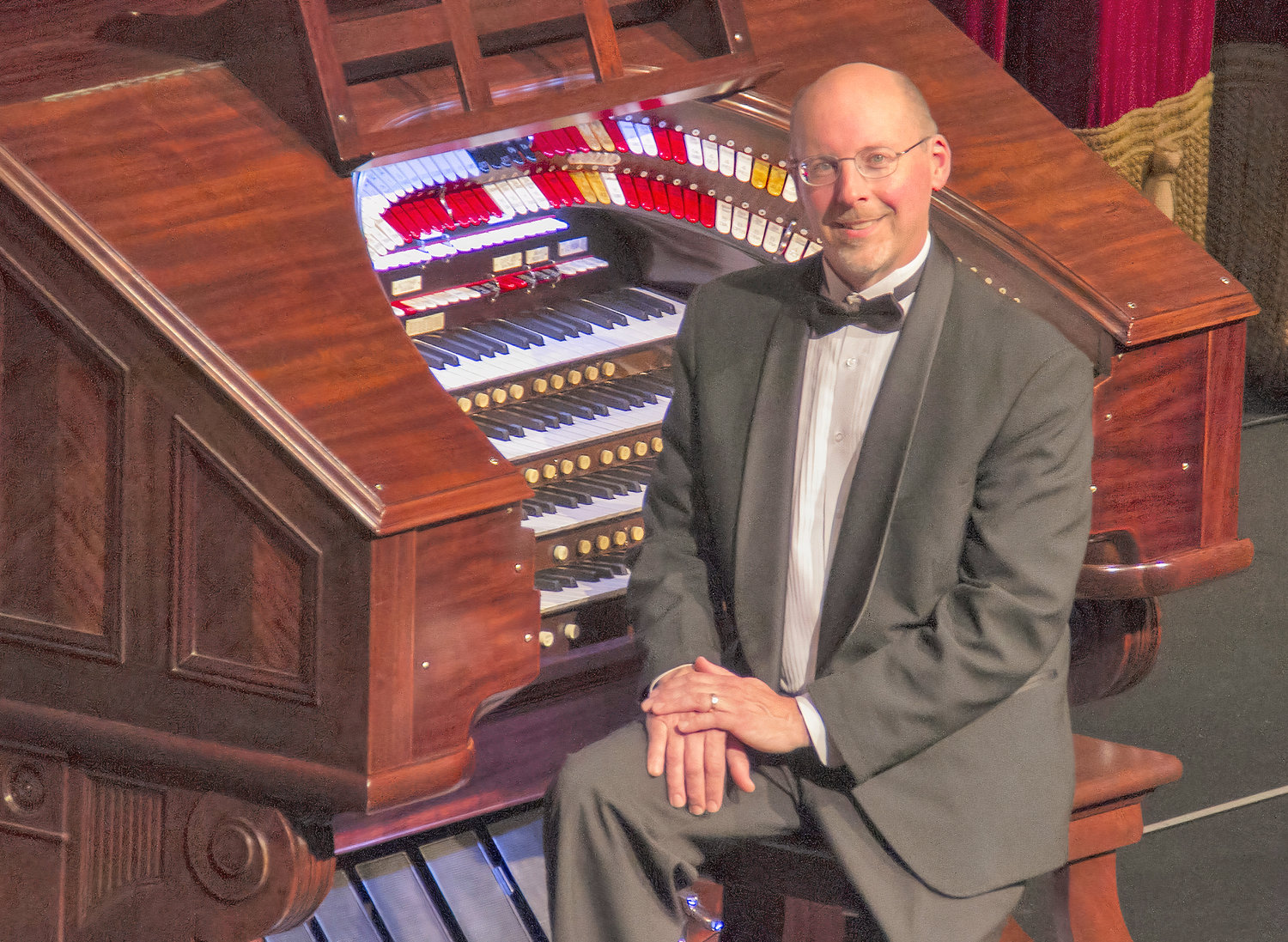 AT THE KEYS — Organist David Peckham will accompany two silent films to be shown at the Capitol Theatre on the night of Saturday, Jan. 15 in celebration of the completion of theatre renovations as part of the Downtown Revitalization Project that includes a new marquee and blade sign outside the Capitol.