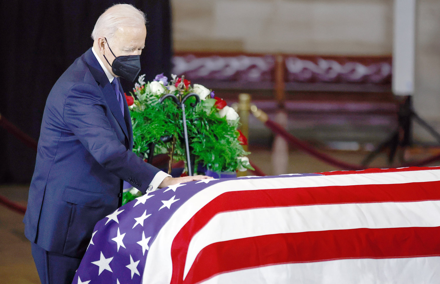 REID FUNERAL — President Joe Biden pays his respects to former Senate Majority Leader Harry Reid, D-Nev., in the Rotunda of the U.S. Capitol as Reid lies in state Wednesday in Washington.