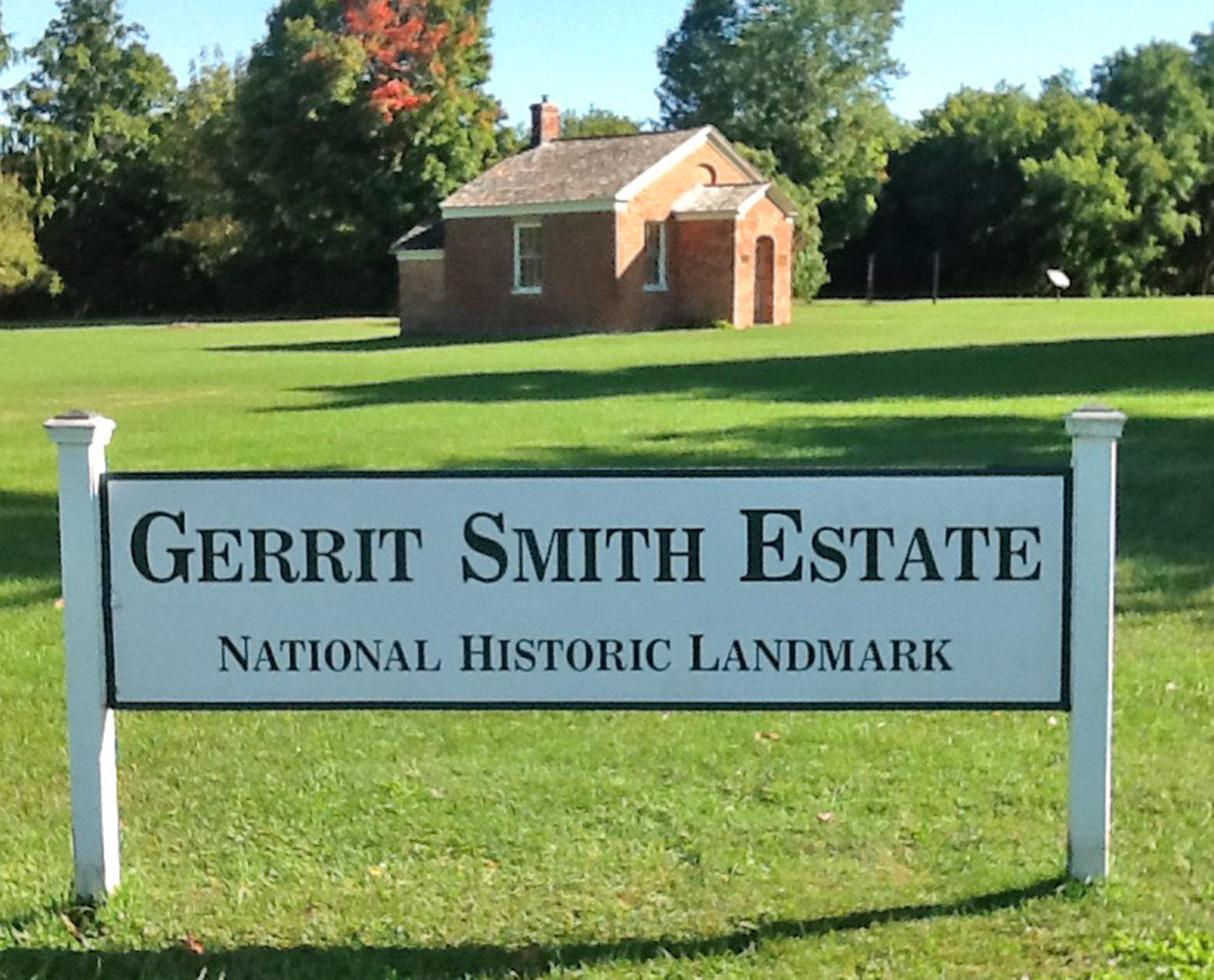 HISTORIC LANDMARK — The Gerrit Smith Estate was the lifetime home and office of Gerrit Smith. Born in 1797, Smith was driven by his progressive ideals and empowered by his wealth to champion the abolition cause.