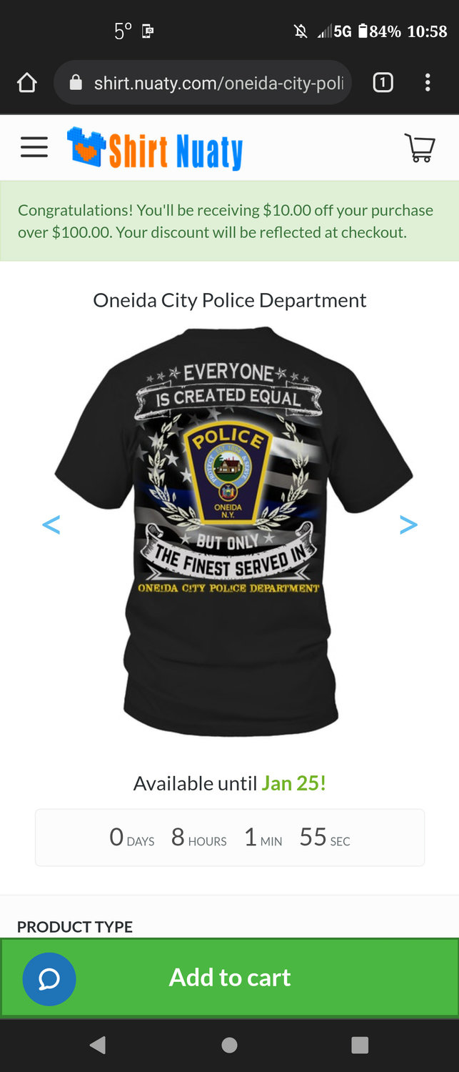 NOT WHAT IT SEEMS — The Oneida City Police Department has state they are not affiliated with a text nor the link it offers selling t-shirts with the Department patch. The OPD cautions people from clicking any links they are not familiar with.