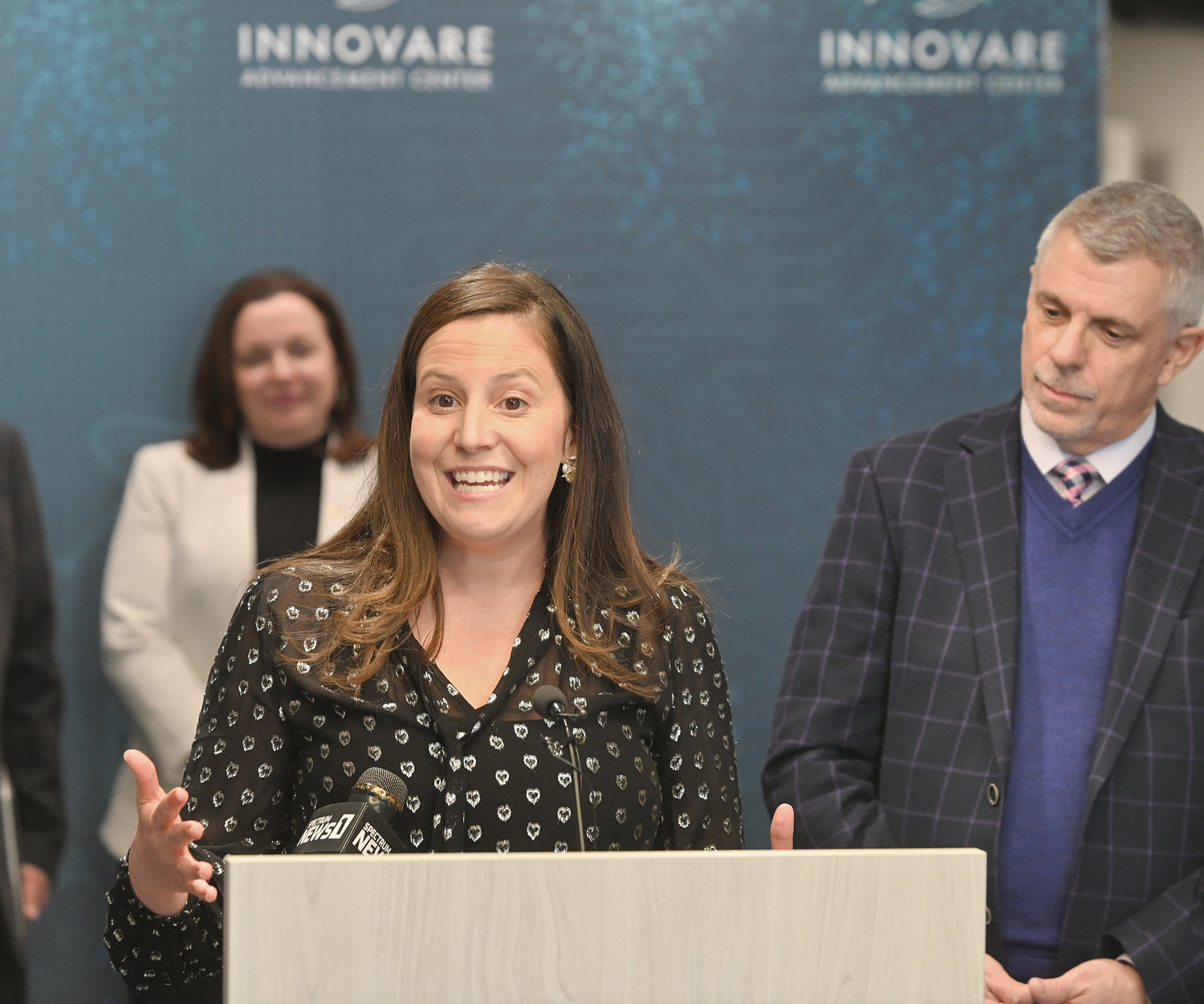 A TOUR AND PROMISE — Congresswoman Elise Stefanik talks during press conference at Innovare Tuesday afternoon, promising to to listen to the concerns of constituents and bring them to the highest levels of government.