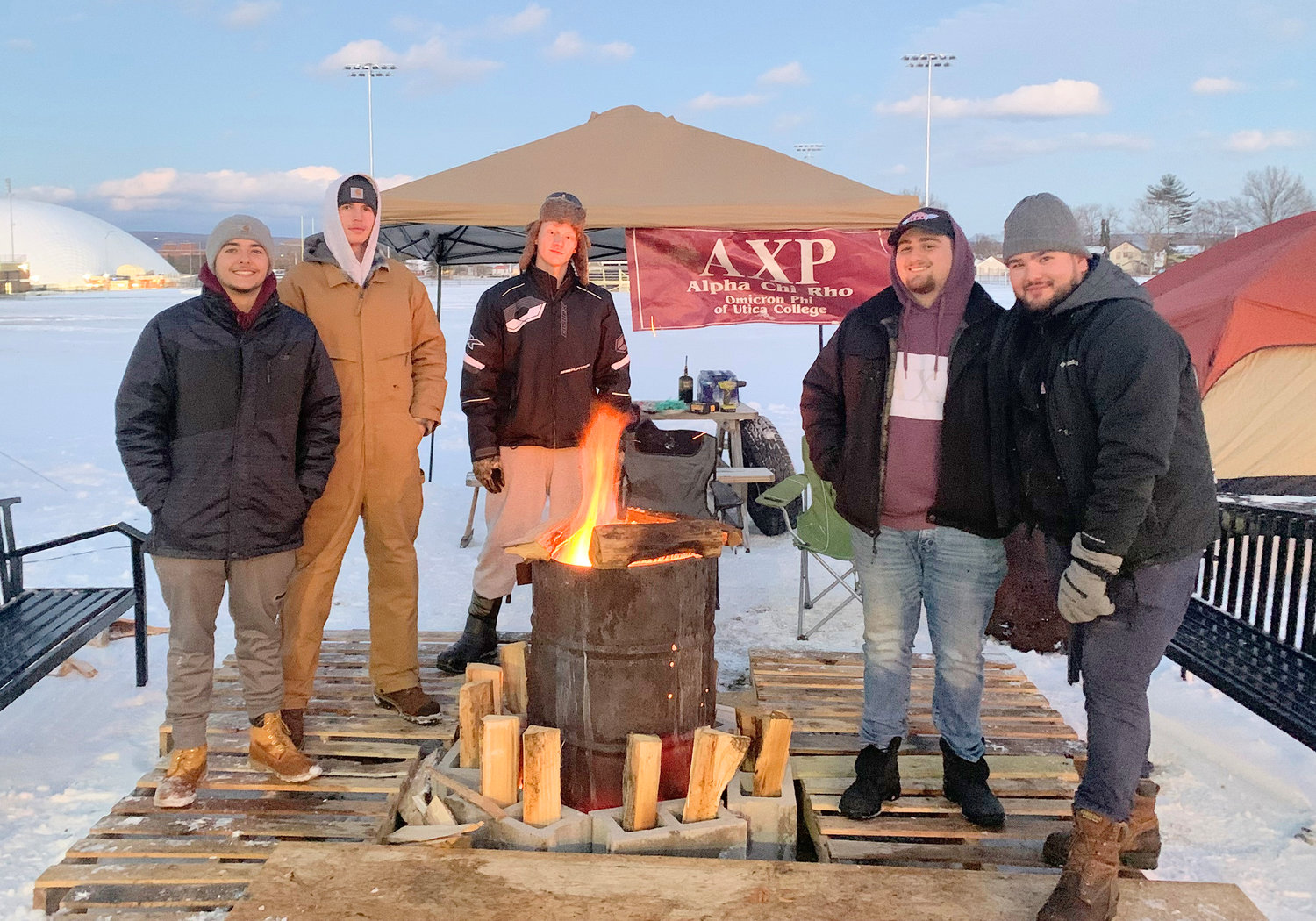 The brothers of Alpha Chi Rho (AXP) at Utica University are freezing, and it’s all for a good cause. The fraternity is conducting their annual Deep Freeze event to raise funds and awareness for the American Cancer Society. The brothers will be “freezing for a reason” through March 5.
