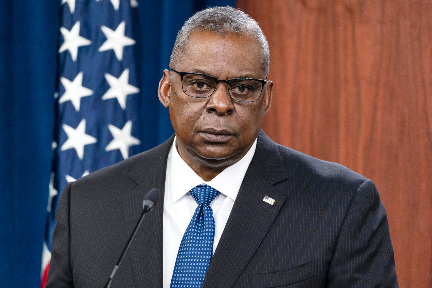 FILE - Secretary of Defense Lloyd Austin speaks during a media briefing at the Pentagon, Friday, Jan. 28, 2022, in Washington. Military bases with a high risk for sexual assault, harassment and other harmful behaviors often have leaders that don't understand violence prevention, don't make it a priority, and focus more on their mission than on their people, a new Pentagon review has concluded. (AP Photo/Alex Brandon, File)