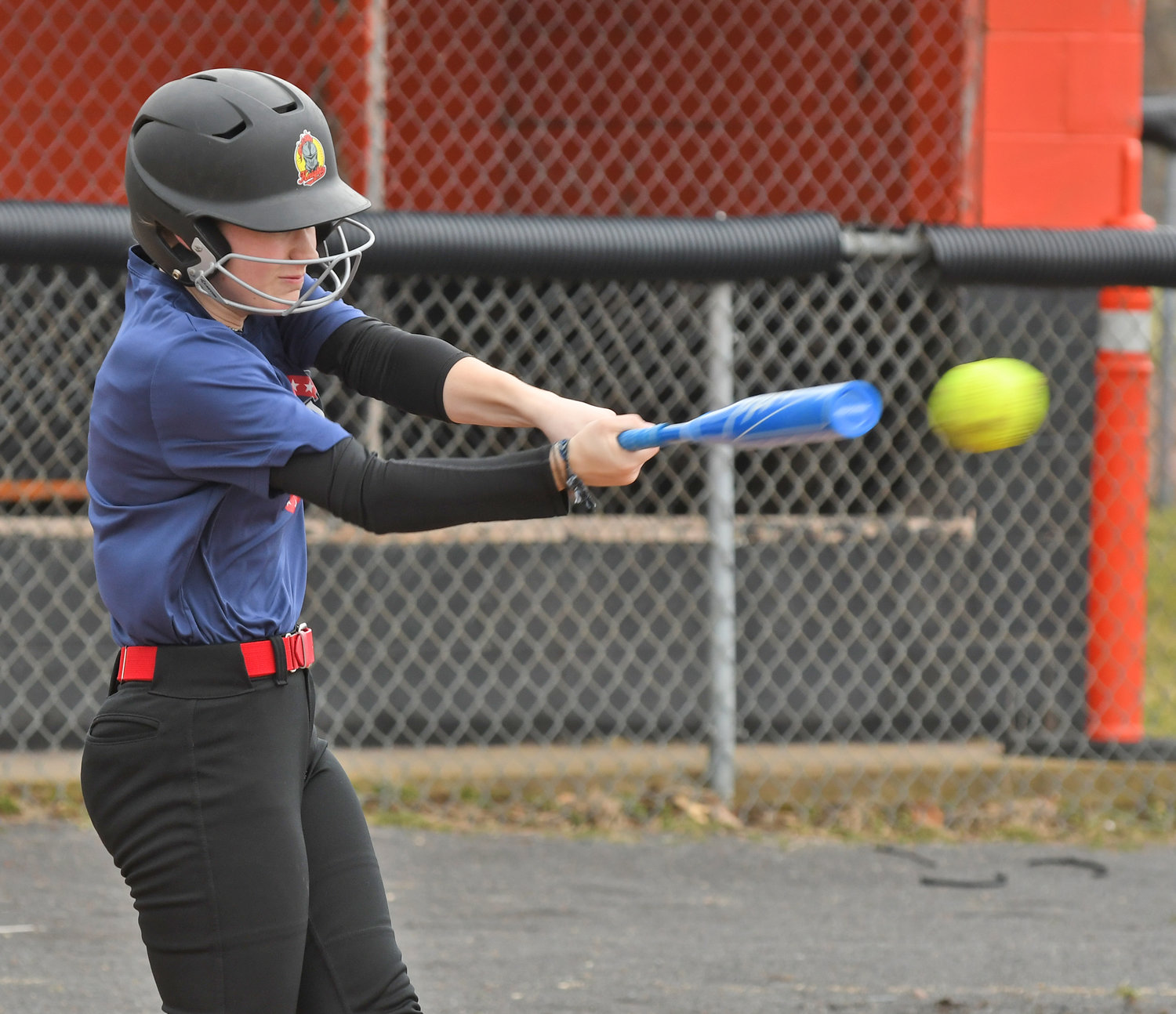 RUN PRODUCER — Rome Free Academy senior shortstop Maggie Closinski hits during drills at Kost Field in pre-season. The team opens the season at 12:30 p.m. Saturday when it hosts Central Square at Kost.